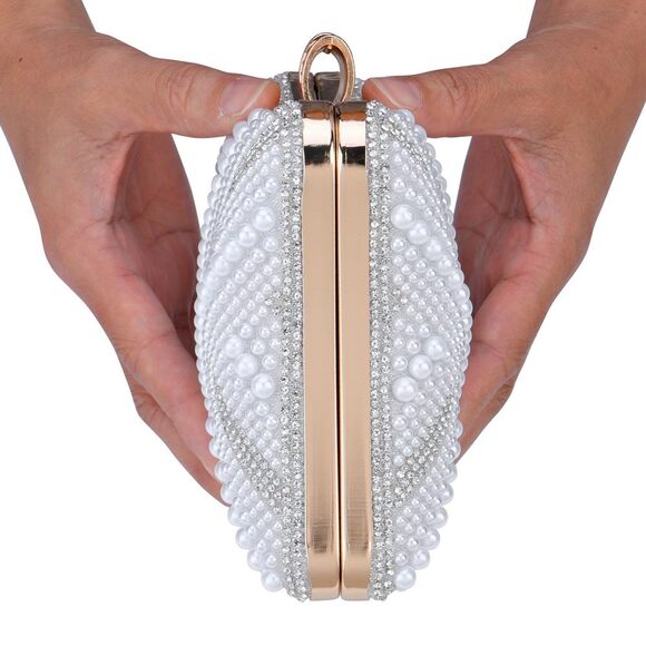 Chic Diary Pearl Evening Clutch - Sparkling Rhinestone Handbag - Picture 7 of 9